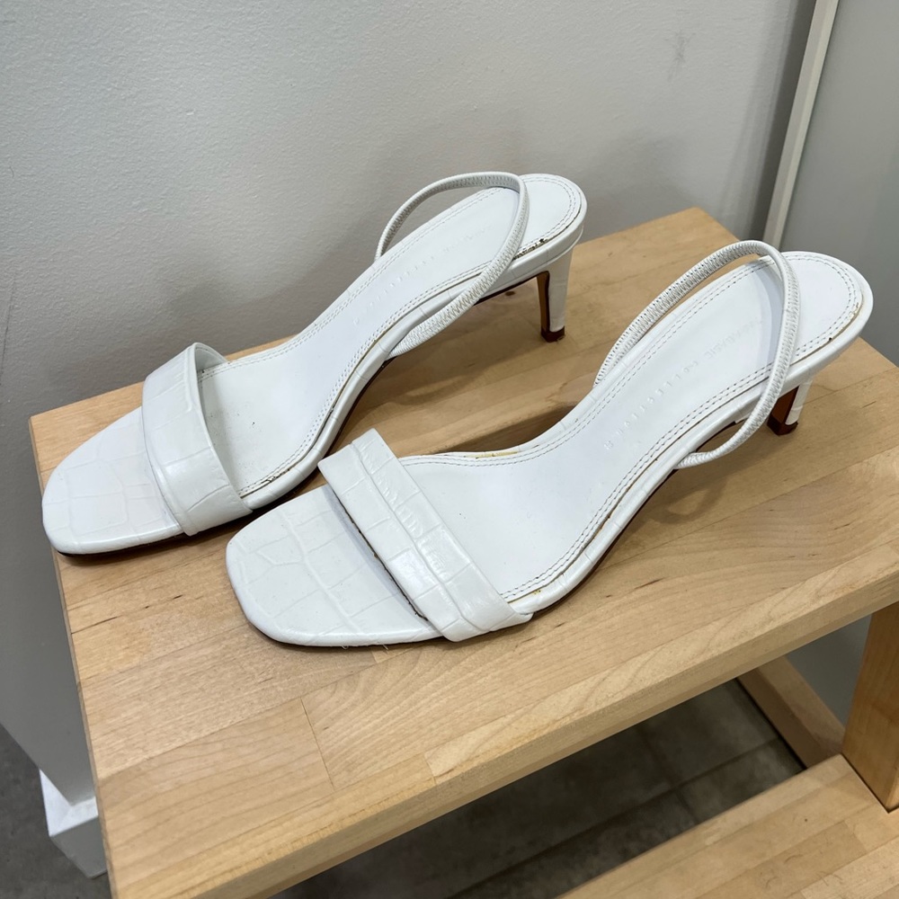 Zara white sandal 39 with elastic heal strap